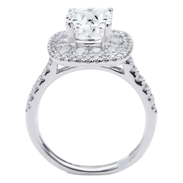 Hazel Double Halo Diamond Engagement Ring in 14K White Gold; 0.85 ctw
