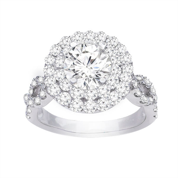 Ella Double Halo Diamond Engagement Ring; Diamond 1.00 ctw