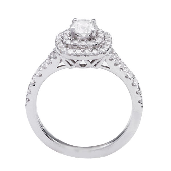 Double Halo Diamond Engagement Ring in 14K WG Ellie; 1.10 ctw