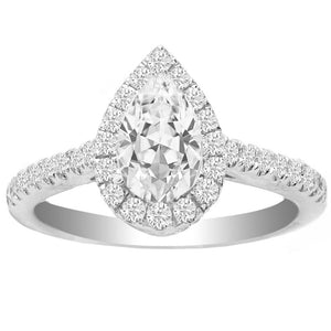 Luz Pear Halo Engagement Ring in 14K White Gold; 0.45 ct