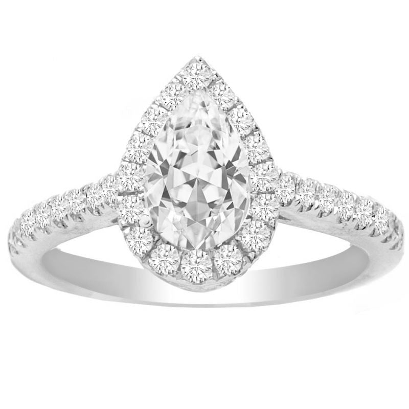 Luz Halo Engagement Ring in 14K White Gold; 0.45 ctw