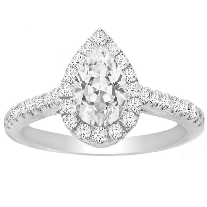 Luz Halo Engagement Ring in 14K White Gold; 0.45 ctw