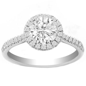 1.00ct Round Diamond Halo Engagement Ring in 14K WG Karla; 1.27ctw