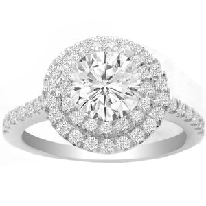 Isa Double Halo Diamond Engagement Ring in 14K White Gold; 0.72 ctw