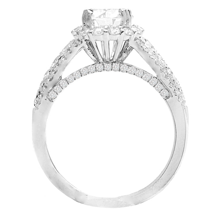 Jackiee 14K White Gold Round Halo Engagement Ring; 2.09 ctw