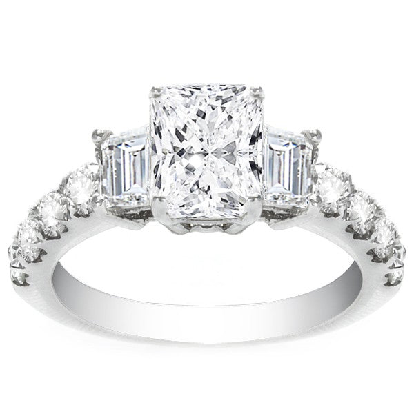 Diamond Engagement Ring in 14K White Gold- Katarina; 3.38 ctw