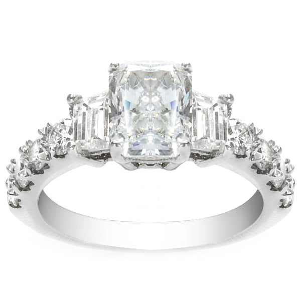 Diamond Engagement Ring in 14K White Gold- Katarina; 3.38 ctw