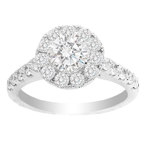 Halo Engagement Diamond Ring 14K WG Vera; 0.85 ctw