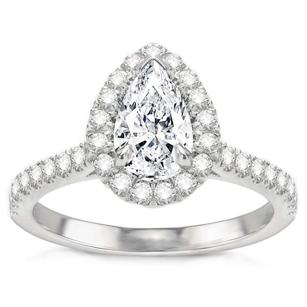 Estephania Pear Halo Engagement Ring In 14k White Gold; 2.00 Ctw