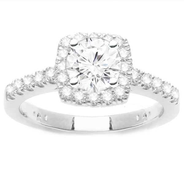 Leslie Square Halo Diamond Engagement Ring in 14K White Gold; 0.80 ctw
