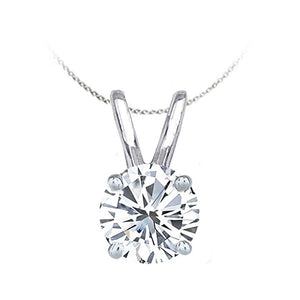 Solitaire Diamond Pendant in 14K White Gold; Shown with 0.50 ctw