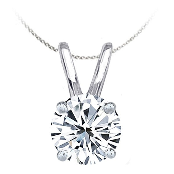 Solitaire Diamond Pendant in 14K White Gold; Shown with 1.00 ctw