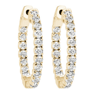 14K YG Diamond Hoop Earrings; 9.70 CTW
