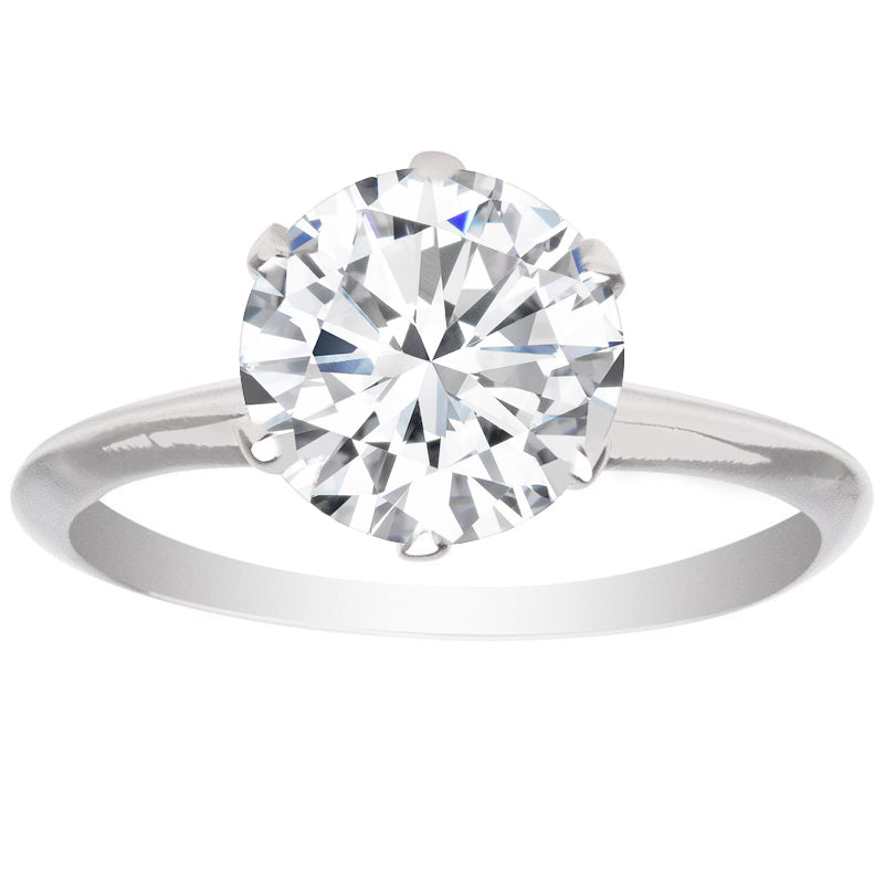 6 prong 3.08ct Round Diamond 14KWG Solitaire Ring