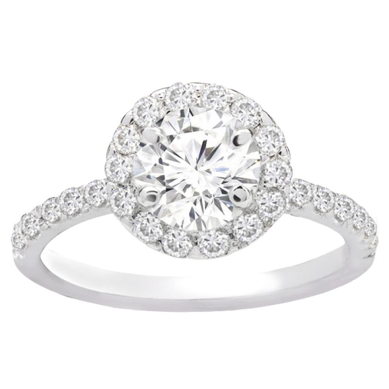 Marisol Round Halo Ring in 14K White Gold; 1.34 ctw