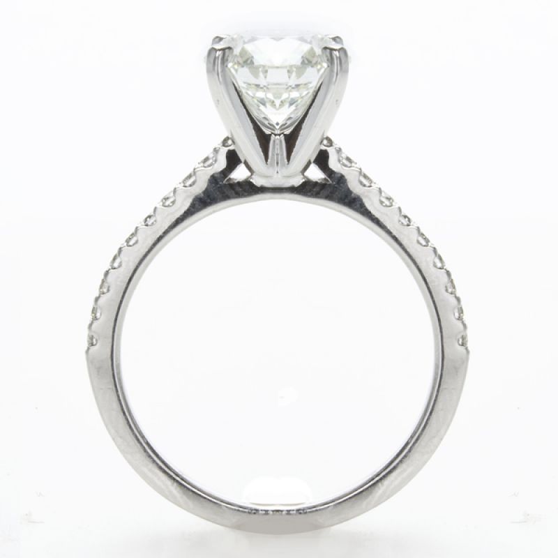 U Prong Round Lab Grown Diamond 14K WG Engagement Ring Emalee; 1.55 ctw