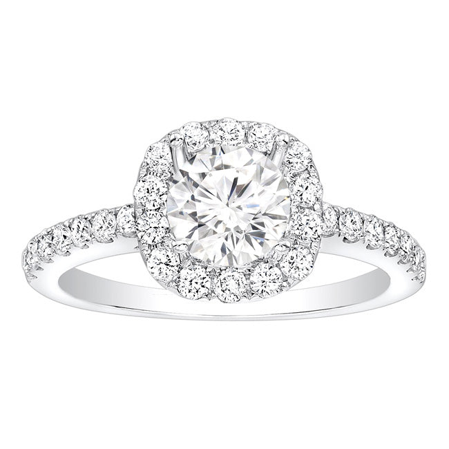 Anya 14K White Gold Diamond Halo Engagement Ring; Diamond 0.55 ctw