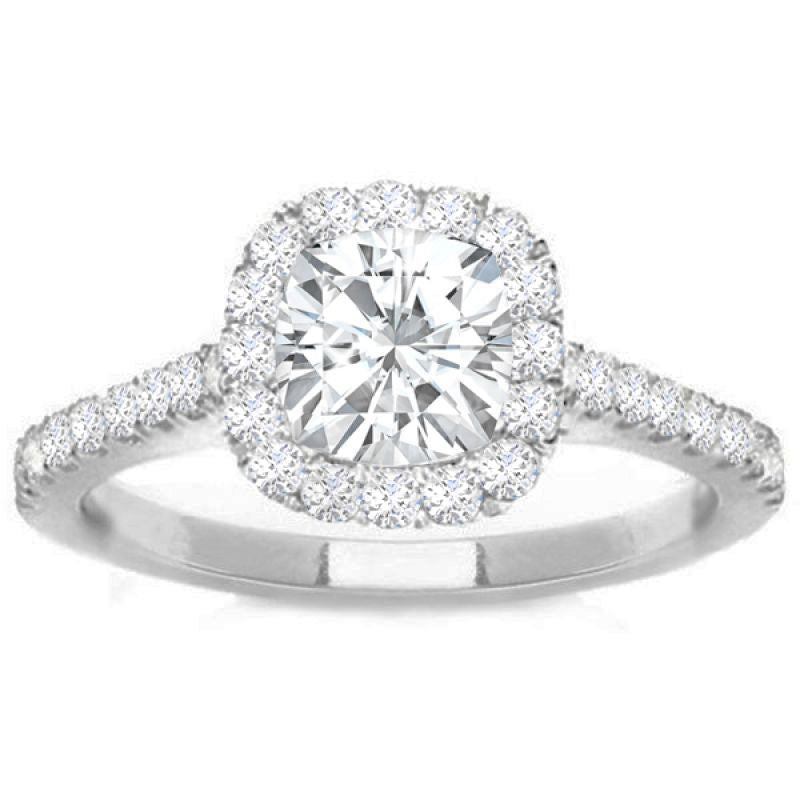 Celina Cushion Halo Engagement Ring in 14K White Gold; 0.56 ctw