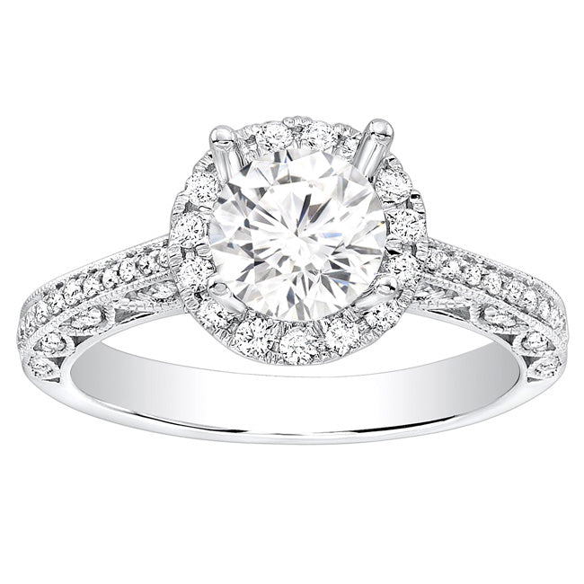 Natalie Vintage Halo Diamond Engagement Ring in 14K White Gold: 0.31 ctw