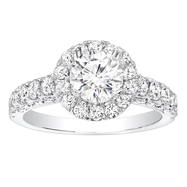 Natalya Halo Diamond Engagement Ring in 14k White Gold; Diamond 1.20 ctw
