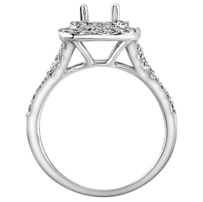 Petite Double Halo Diamond Engagement Ring; Diamond .35 ctw