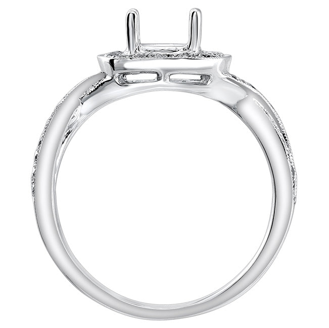 Criss Cross Halo Diamond Ring in 14K White Gold; 0.50 ctw