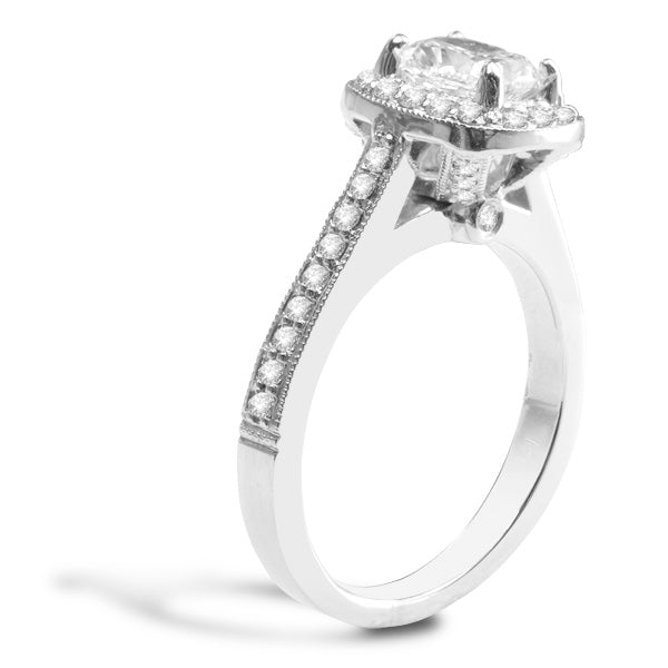 Gabriella Halo Diamond Engagement Ring in 14k White Gold; 0.55 ctw