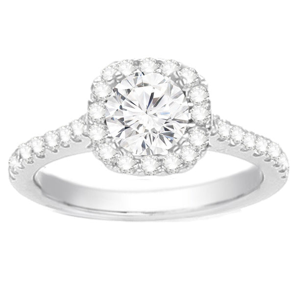 Cushion Petite Halo Diamond Engagement Ring; .70 ctw
