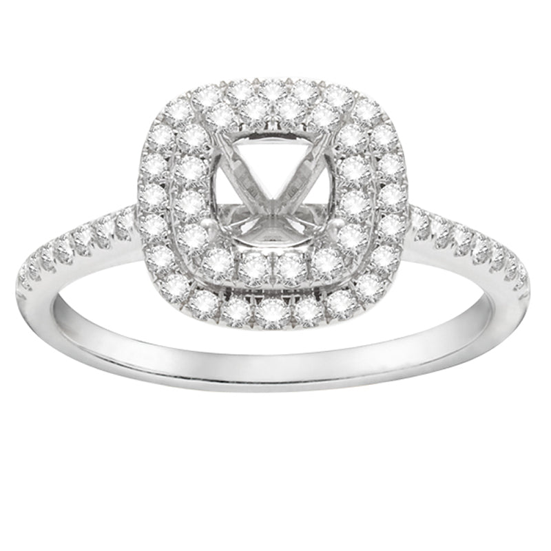 Yara Double Halo Engagement Ring in 14K White Gold