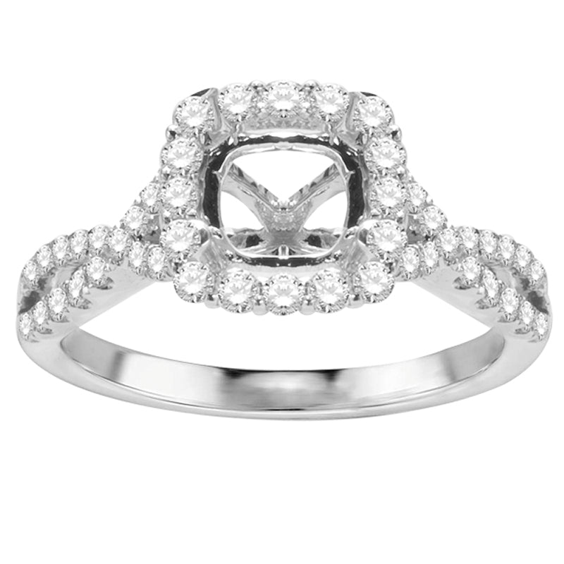 Rosalba 14K White Gold Twisted Halo Engagement Ring