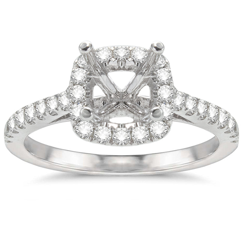 Aimee Cushion Halo Engagement Ring in 14K White Gold