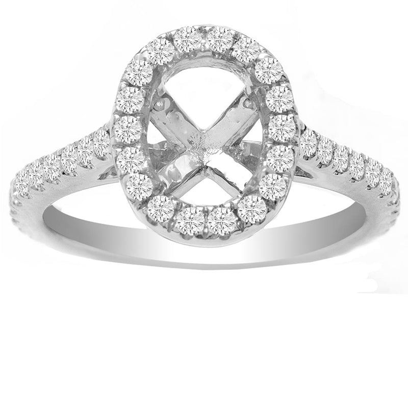 Lilth Oval Halo Engagement Ring in 14K White Gold; 0.50 ctw