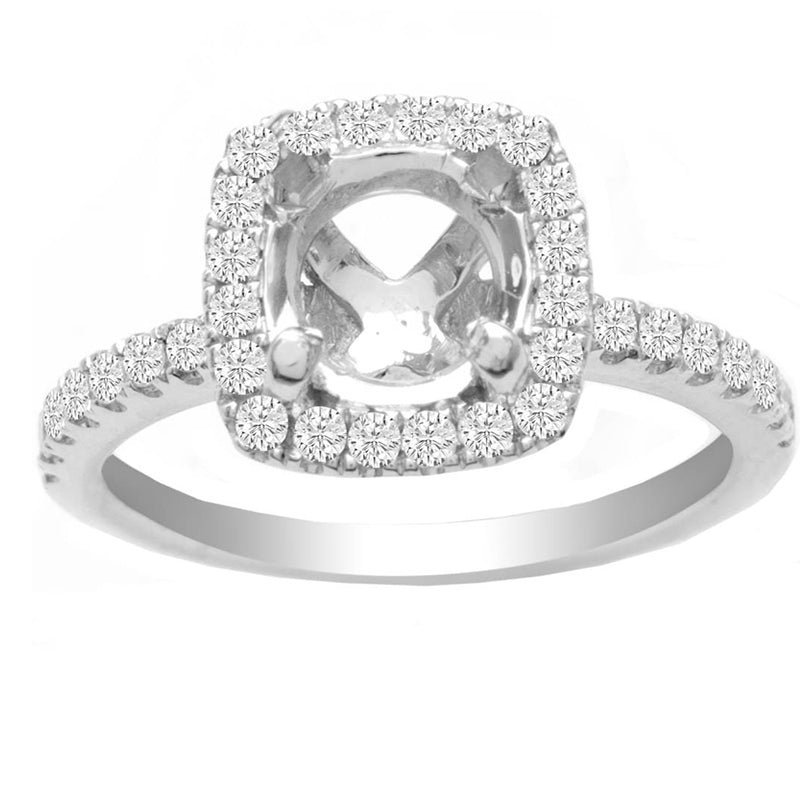 Cushion Halo Ring in 14K White Gold- Edith; 0.40 ctw