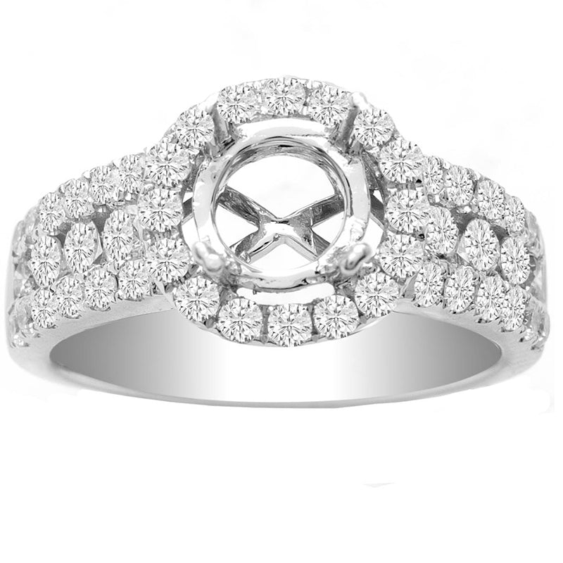 Three Row Diamond Ring in 14K White Gold- Amorelle; 1.05 ctw