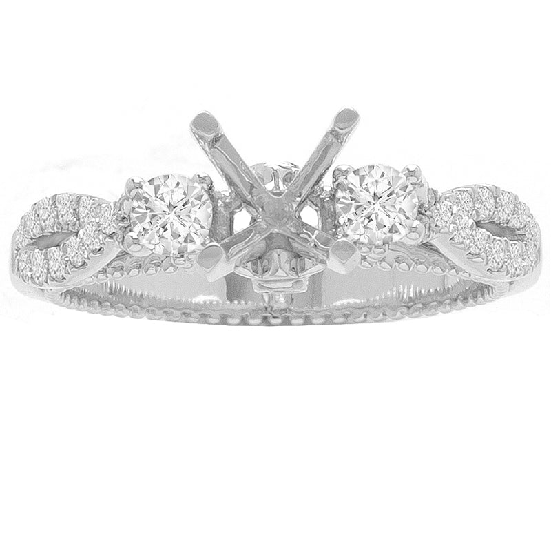 High Twist 3- Stone Ring in 14K White Gold; .41 ctw