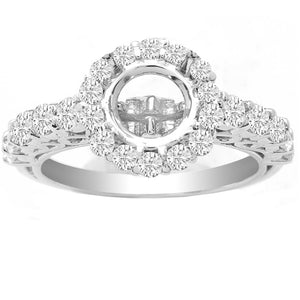 Ilse Vintage Design Diamond Ring in 14K White Gold; 1.05 ctw