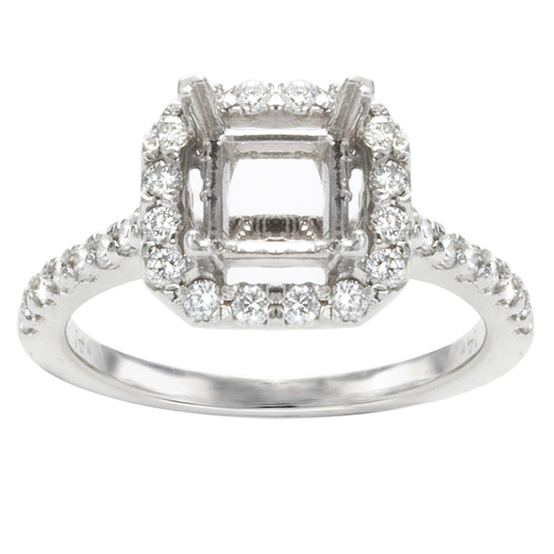 Princess Halo Diamond 14K White Gold Engagement Ring; .50 ctw