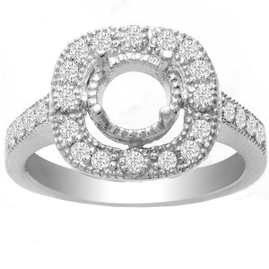 Kerri Vintage Halo Diamond Ring in 14K White Gold; 0.35 ctw