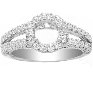 Isamar Split Shank Diamond Ring Setting in 14K White Gold; 0.80 ct