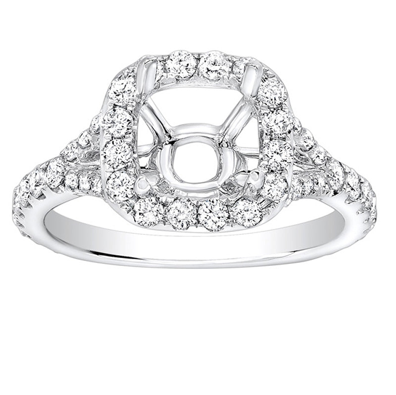 Chloe Halo Pave Diamond Engagement Ring in 14k White Gold; Diamond 1.00 ctw