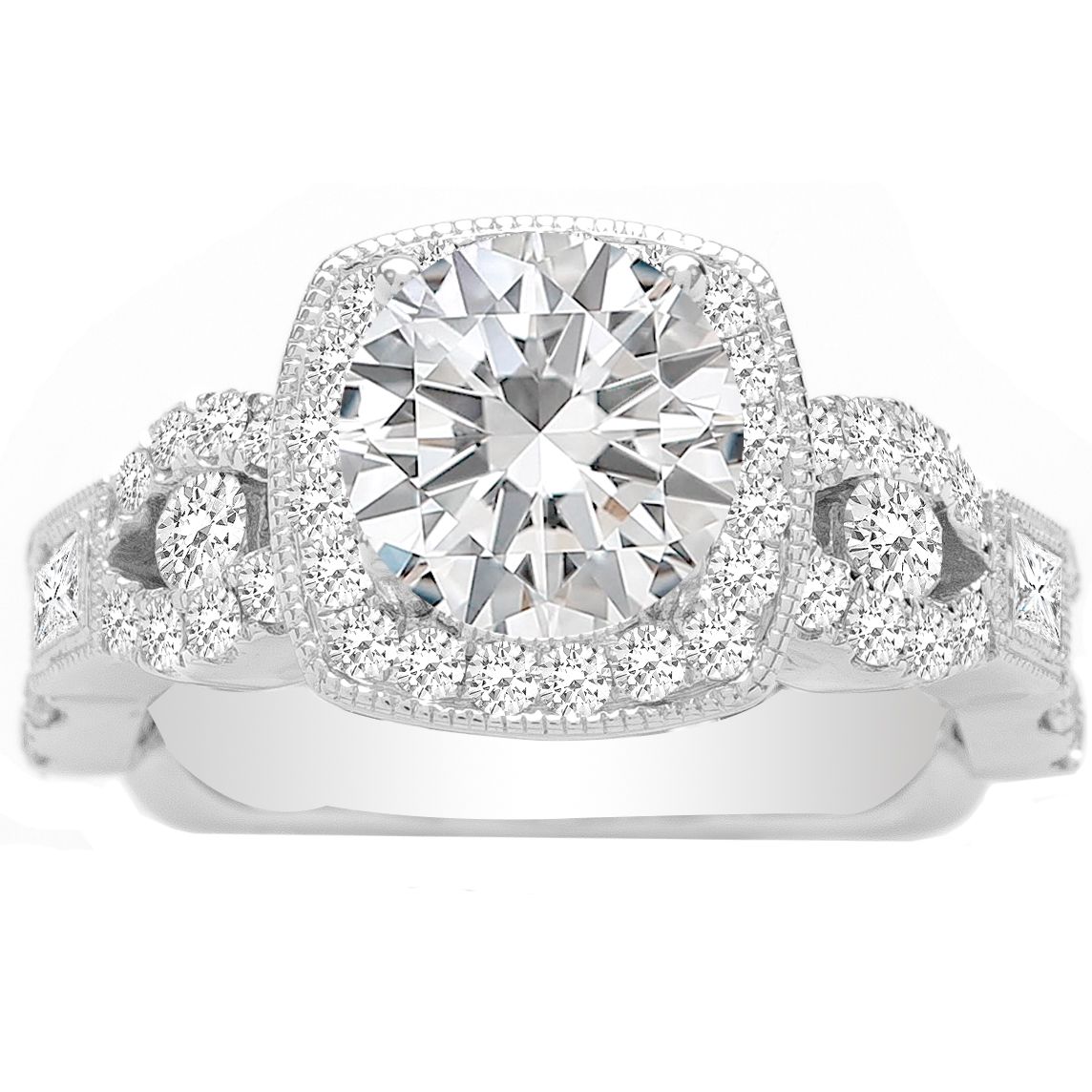 Quendalyn Engagement Ring Setting In 14K White Gold; 1.81 Ctw