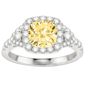 Zara Yellow Diamond Ring in 14K White Gold; 2.80 ctw