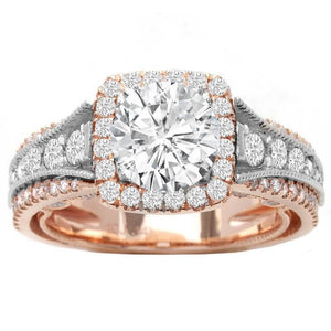 Jolie Two-Tone Lab Engagement Ring In 14K White/Rose Gold; 1.95 Ctw
