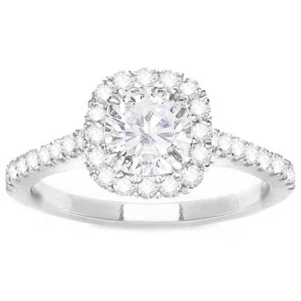 14K Cushion Halo Round Diamond Engagement Ring; Diamond Weight: 1.95 ctw