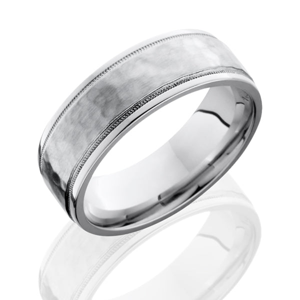 Cobalt Chrome Men's Wedding Band with Grooved Edges