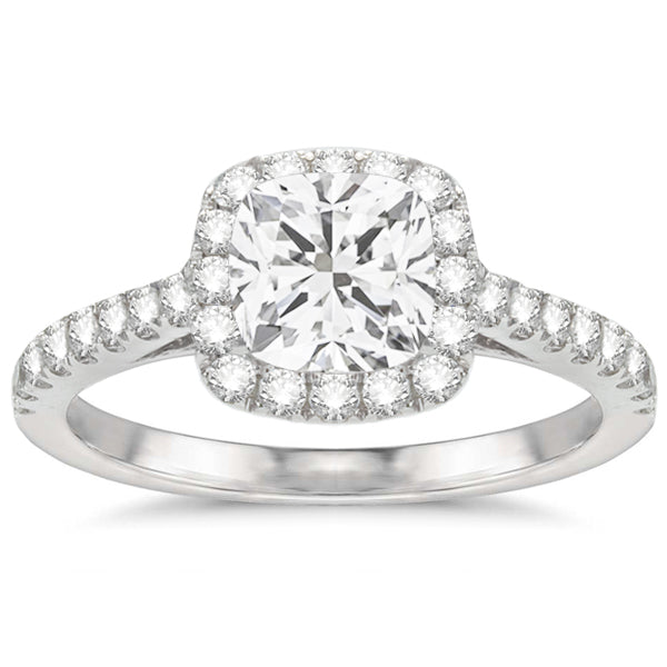 Aimee Cushion Halo Engagement Ring in 14K White Gold