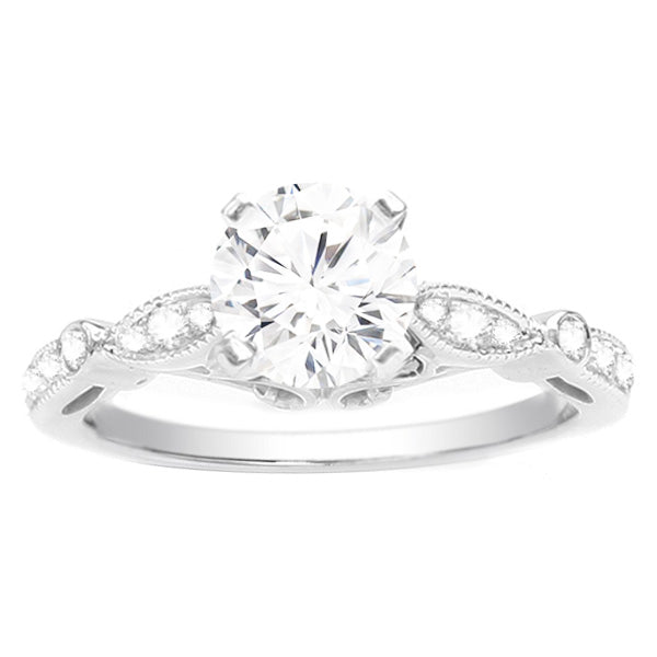Iris 14K White Gold Diamond Engagement Ring; .12 ctw