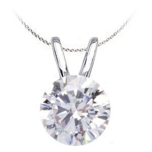 Solitaire Diamond Pendant in 14K White Gold; Shown with 1.00 ctw