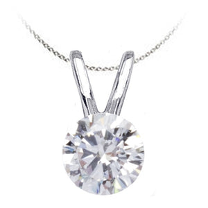 Solitaire Diamond Pendant in 14K White Gold; Shown with 0.75 ctw