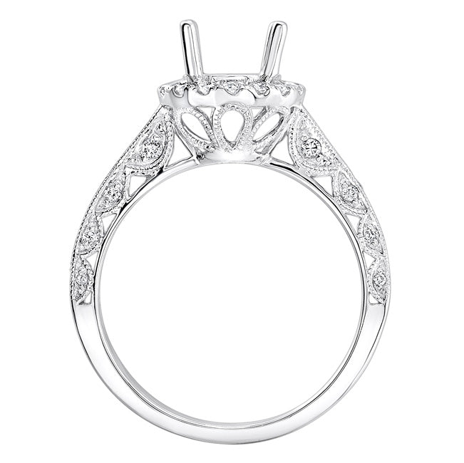 Vintage Diamond Halo Engagement Ring in 14k WG Natalie; 1.31 CTW